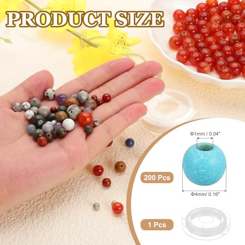 PATIKIL 4mm Blue Turquoise Beads, 200 Pcs Round Natural Gemstone Beads Smooth Stone Beads Turquoise Genuine Stone Beads for Bracelet Necklace Jewelry Making DIY - color: Blue Turquoise, size: 4mm