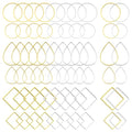 Oubaka 192pcs Earring Hoop Jewelry Making, 3 Shapes Earrings Beading Hoop Bulk Hypoallergenic Square Teardrop Round Earring Findings for DIY Crafts Accessories Supplies (Gold&Silver) - color: 192PCS;Teardrop,Square,Round;Gold,Silver