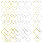 Oubaka 192pcs Earring Hoop Jewelry Making, 3 Shapes Earrings Beading Hoop Bulk Hypoallergenic Square Teardrop Round Earring Findings for DIY Crafts Accessories Supplies (Gold&Silver) - color: 192PCS;Teardrop,Square,Round;Gold,Silver