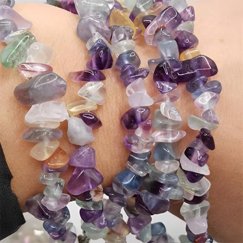 200pcs Natural Chip Stone Beads Gemstone Healing Crystal Loose Rocks Bead Irregular Glass Seed Charm Beads Drilled DIY for Jewelry Bracelet Necklace Earrings Making Crafting Supplies (Color, 5-8mm) - color: color