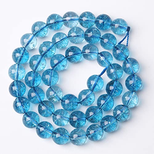 4mm 90pcs Blue Topaz Crystal Quartz Natural Stone Round Loose Beads for Jewelry Making DIY Bracelet Necklace Earrings (Blue Crystal, 4mm) - color: Blue Crystal, size: 4mm