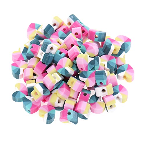 100pcs Mixed Polymer Clay Spacer Beads for Women Jewelry Making DIY Bracelet Necklace Hair Clip Accessories (Colorful Heart) - color: Colorful Heart