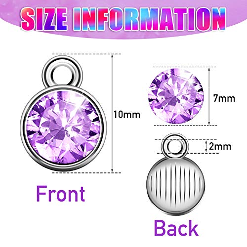 Hicarer 72 Pcs Crystal Birthstone Charms DIY Beads Pendant Crystal Charm for Jewelry Necklace Bracelet Earring Making, 7 mm - color: Light Colors
