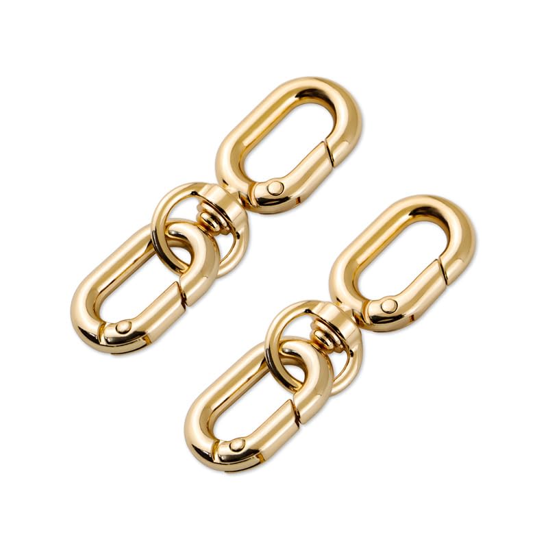 2 PCS Swivel Lobster Claw Clasp, Metal Snap Hooks, Double Opening Key Chain Clip for Bag Car Keychain Making Purse Straps - color: Gold