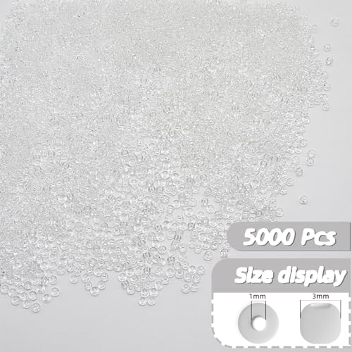 White Glass Seed Beads 5000 Pcs, 3mm Small Craft Pony Beads Bulk for Bracelets, DIY Necklace Ring Waist Chain - color: White