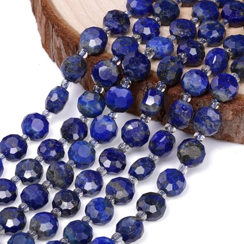 8×5mm Lapis Lazuli Natural Stone Beads for Jewelry Making About 35-40pcs 1 Strand 15" Drilled Flat Faceted Cabochon Gemstone Beads for Bracelets Necklace DIY Crafts - color: Lapis Lazuli