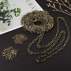 SUNNYCLUE 16.4Feet/ 5m Antique Bronze Curb Cable Chain Link Necklace Paperclip Chain Large 20Pcs Brass Lobster Claw Clasps 50Pcs Brass Jump Rings Jewelry Chains for Jewelry Making Supplies DIY Craft - color: Antique Bronze 10x4.8mm links