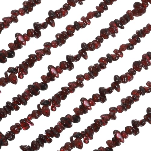 MECCANIXITY 310 Pcs Natural Drilled Garnet Gemstone Chips Bulk 3mm to 5mm Dia. Irregular Tumbled Crystal Chip Beads for Jewelry Making Craft Supplies (Burgundy) - color: Garnet, size: 3-5mm