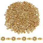 PH PandaHall 300pcs Tibetan Flower Spacer Beads, 6mm Antique Golden Alloy Daisy Beads Snowflake Loose Beads Jewelry Spacers for Bracelet Necklace Earring Jewelry Making Supplies - color: Antique Golden