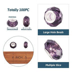 100pcs 14mm Large Hole Glass Beads Dark Violet European Lampwork Loose Spacer Beads for Christmas DIY Craft Snake Chains Charms Bracelet Necklace Earring Making Hole: 5mm - color: Dark Violet