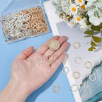 PH PandaHall 200PCS 17mm Hoop Earring Circle Charms, 2 Colors Alloy Hammered Circle Link Round Linking Rings Metal Circles Charms Links for DIY Earring Necklaces Bracelets Jewelry Making Supplies