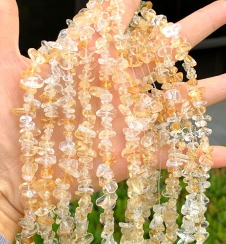 Adabele 31 Inch Natural Light Yellow Citrine Crystal Gemstones Chip Loose Beads Drilled Hole Free Form 5mm-8mm Gem Stone Spacer for Craft Jewelry Making GZ1-31 - color: Citrine, size: 31 Inch/1 Strand