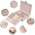 Jewelry Organizer Box Travel Jewelry Box Storage Organizer Case Earring Ring Necklace Box Large Travel Jewelry Case/PINK - color: Pink