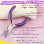 SPEEDWOX 3 Inches Chain Nose Pliers with Cutter, Purple, Jewelry Making Miniature Pocket Plier, Needle-Nose Pliers, Wire Cutters, Jewelry Pliers, Jewelry Making Tools - style: Chain Nose Pliers With Cutter