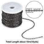PH PandaHall 33 ft Necklace Chains 2.2mm Black Iron Cross Chains Link Flat O-Shaped Cable Chains Craft Jewelry Chain for DIY Necklace Bracelet Jewelry Making, 3x2.2x0.6mm - color: Black-3x2.2x0.6mm, size: 3x2.2x0.6mm