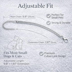 Silver Cat Chain Collar with Removable Bell,Adjustable Cuban Link Metal Necklace, Cute Pet Jewelry for Cats & Small Dogs