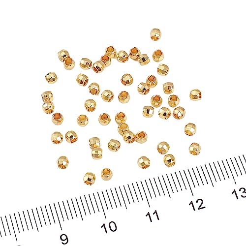BEADIA 14K Gold Plated Laser Round Spacer Beads 3x3mm 50pcs for Jewelry Making Findings Non Tarnish - color: 14K Gold, size: 3mm Laser