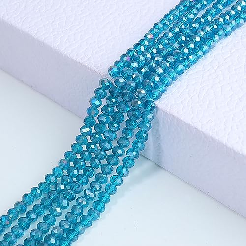 786pcs Crystal Rondelle Faceted Beads 3mm 4mm 6mm 8mm Gemstone Glass Beads Loose Beads for Jewelry Making,Bracelets Necklaces Earrings Wind Chimes Suncatchers(Peacock Blue AB) - color: Peacock Blue, size: 3mm,4mm,6mm,8mm