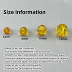 850pcs Acrylic Round Faceted Beads 6mm 8mm 10mm 12mm Faceted Round Spacer Beads for Bracelets Necklace Earring DIY Jewelry Making Craft(Gold Yellow) - color: Gold Yellow
