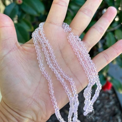 500pcs Czech Faceted Rondelle Crystal Glass Loose Beads 4mm Small Tiny Spacer Bulk Light Rose Pink for DIY Craft Jewelry Making CCR403 - color: Light Rose Pink, size: 4mm (0.16") - 500pcs