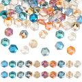 PH PandaHall 70pcs 7 Colors Faceted Beads, 12mm Flat Hexagon Crystal Beads Electroplate Glass Bead AB Color Craft Spacer Loose Bead for DIY Jewelry Bracelet Necklace Earring Crafting