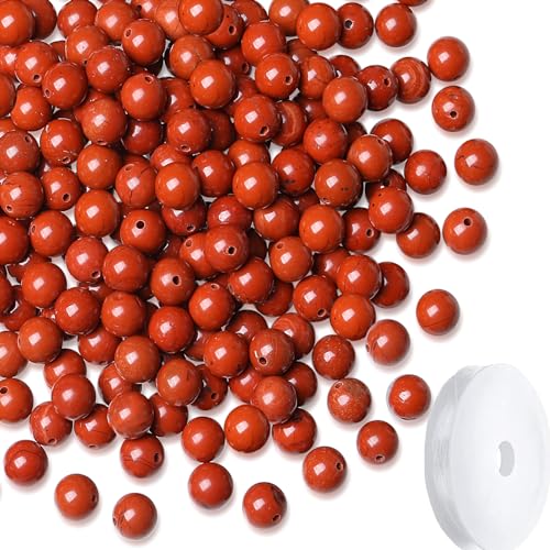 Natural Red Jasper Beads 100Pcs 8mm Crystal Beads Loose DIY Round Stone Bead for Bracelet Necklace Earrings Makingrrings Making - color: C-Red Jasper, size: 100pcs