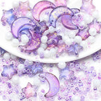 Mixed Star Moon Crystal Glass Beads Seedbeads Loose Round Pearl Beads for Jewelry Making Craft Bracelets Necklaces Earrings DIY Crafts Projects Purple Glass Spacer Bead Kits for Crafts - color: Purple