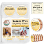 6-in-1 Jewelry Making Copper Wire Kit – Smart Value Pack with Polishing Cloth & COA – 99.9% Pure Bare Dead Soft & Skin Safe Copper Wire for Wrapping, Beading & Electroculture (18-28 Ga) - size: 18-28GA Small, style: Value Pack