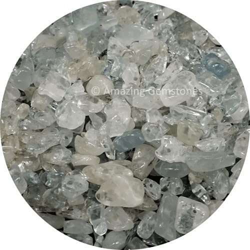 Crushed Aquamarine Pre Drilled Crystal Chips Beads for Bracelets Making, DIY Handmade Natural Healing Crystals (25 Inch Strand) - color: Aquamarine