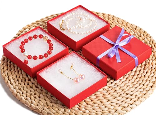 GEFTOL Jewelry Gift Boxes 96 Pack 3.5x3.5x1 Inch Cardboard Jewelry Boxes,Small Gift Boxes for Jewelry Earrings Necklaces Handmade Bangles Bracelets(Red) - color: Red, size: 3.5x3.5x1 Inch (Pack of 96)