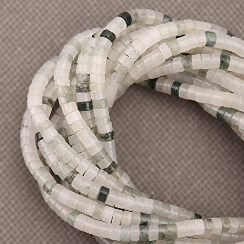 150PCs Natural Iceberg Jade Spacer Beads, Loose Semi Precious Flat Round Gemstone Heishi Disc Stone Beads for Beading Jewelry Making 4mm*2mm 38cm - color: Iceberg Jade, size: 4MM*2MM