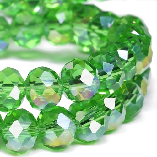 Songxi 4mm Faceted Rondelle Glass Beads for Jewelry Making 400PCS, Crystal Glass Beads DIY Arts and Crafts, for Bracelet Necklace, Birthday Gifts for Women (Green AB Color) - color: Green, size: 4mm