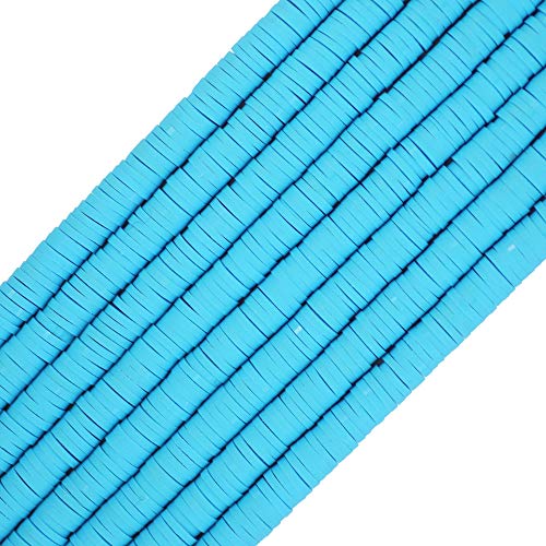 COIRIS 3400 Pcs Vinyl Heishi Beads Environmental Handmade Polymer Clay Spacer 6mm Disk Flat Beads for Surfer Chocker Necklace Bracelet Earrings Jewelry Making(RT-BlueC03) - color: C03, size: 6mm