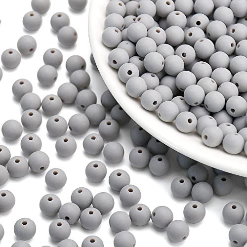 BONNY BOXX 1000PCs 6MM Matte Grey Acrylic Round Beads, Frosted Plastic Resin Bubblegum Balls Chunky Gumball Beads for Necklace and Bracelet Making, Crafting Supplies - color: Matte Grey, size: 6MM