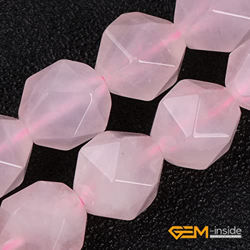 GEM-Inside Natural 10mm Pink Rose Quartz Gemstone Loose Beads Faceted Cambay Crystal Energy Stone Power for Jewelry Making 15" - color: Pink Rose Quartz, size: 10mm