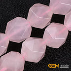 GEM-Inside Natural 10mm Pink Rose Quartz Gemstone Loose Beads Faceted Cambay Crystal Energy Stone Power for Jewelry Making 15" - color: Pink Rose Quartz, size: 10mm