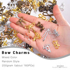stino 100 Gram Metal Charms for Jewelry Making, Silver & Gold Plated, Bulk Pack for Bracelets, Necklaces, Crafts - color: Bow (Mixed Color 200gram)