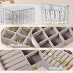 Greenfeather Jewelry Organizer with 7 Removable Drawers, Clear Acrylic Jewelry Box with 40 Necklace Hooks 120 Pairs of Earring Holes 2 Velvet-Lined Drawers for Rings Necklaces Earrings - color: Gray-Style A