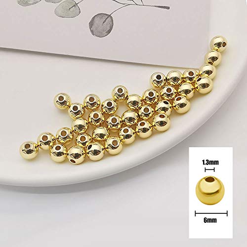 50pcs Gold Smooth Round Spacer Beads - Gold Plated Brass, Tarnish Resistant, Seamless Loose Connector Beads for DIY Bracelet Jewelry Making (8mm/0.31 inch) - color: 8mm/0.31 inch (Gold)
