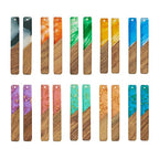 FASHEWELRY 20Pcs Resin Wood Earring Charms Rectangle Wooden Earring Blanks Bar Boho Charms for Jewelry Making Wooden Earring Pieces with Gold Foil - color: 0Rectangle-Mixed Color