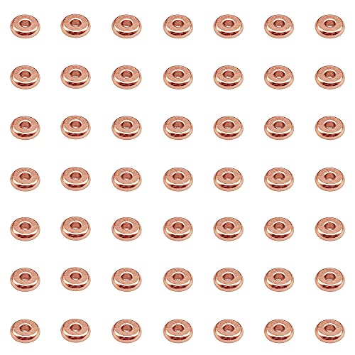 INSPIRELLE 100pcs Heishi Beads 4mm Long-Lasting Disc Brass Rondelle Spacer Beads Rose Gold Plated Flat Round Shape Jewelry Metal Spacers for Bracelet Necklace Jewelry Making - color: Rose Gold, size: 4mm
