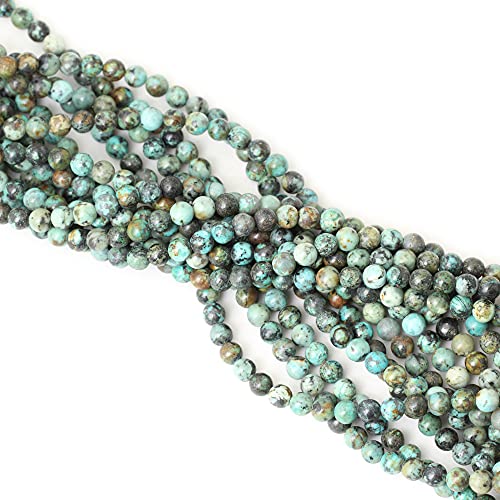 60PCS 6mm Natural African Turquoise Stone Gemstone Round Loose Beads for Jewelry Making DIY Bracelet Necklace Materials 1 Strand 15" - color: African Turquoise Stone, size: 6mm