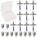 SUNNYCLUE 1 Box 20Pcs Easter Holiday Tibetan Style Rosary Cross and Center with Alloy Cross Pendants and Oval Chandelier Links for Rosary Beads Jewelry Necklace Making Supplies - color: 20pcs Double Sided Blue Themed Cross Charms and Linking Connectors