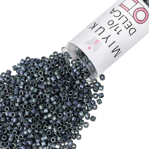 Miyuki Delica Seed Beads – Size 11/0 (1.6 mm), DB1052, Matte Metallic Blue, 7.2 g, Approx. 1440 Beads, Made in Japan - color: DB1052 - Matte Metallic Blue