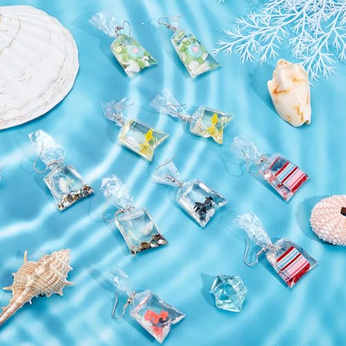 SUNNYCLUE 1 Box 12pcs Goldfish Water Bag Charms Ocean Shell Turtle Resin Pendant Charm Bulk for Jewelry DIY Necklace Bracelet Earrings Making - color: 1 Box 12pcs Goldfish Water Bag Charms