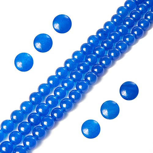 60pcs 6mm Blue Chalcedony Beads Natural Gemstone Beads Round Loose Beads for Jewelry Making - color: Blue Chalcedony, size: 6mm