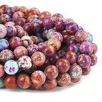 70PCS Natural 8MM Healing Gemstone Colorful Imperial Jasper Energy Stone Round Loose Beads, Semi-Precious Crystal Beads with Free Elastic String for Jewelry Making DIY - color: Colorful Imperial Jasper