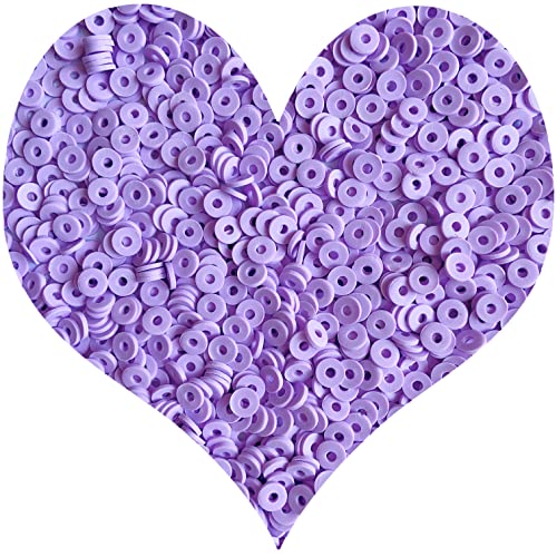 3000Pcs Flat Round Polymer Beads Vinyl Heishi Beads for Jewelry Making Women Necklace Bracelet Earrings(07-Purple) - color: 07-Purple