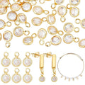 PH PandaHall 50pcs Cubic Zirconia Charms, 18K Gold Plated Round Crystal Charm Pendants Brass Crystal Pendants with Loops for Necklace Bracelet Dangle Earrings Jewelry Making DIY Crafts, 7.5x4.5mm