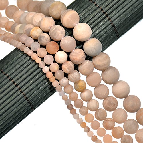 AD Beads Beautiful Natural Matte Gemstone Round Spacer Loose Beads 4-12mm (4mm, 18 Matte Sunstone) - color: 18 Matte Sunstone, size: 4mm